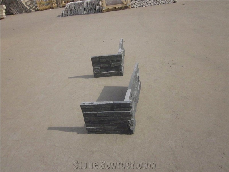 Black Cultured Stone, Dfx - W018 Balck Slate Culture Stone, Ledge Stone Corner Stone