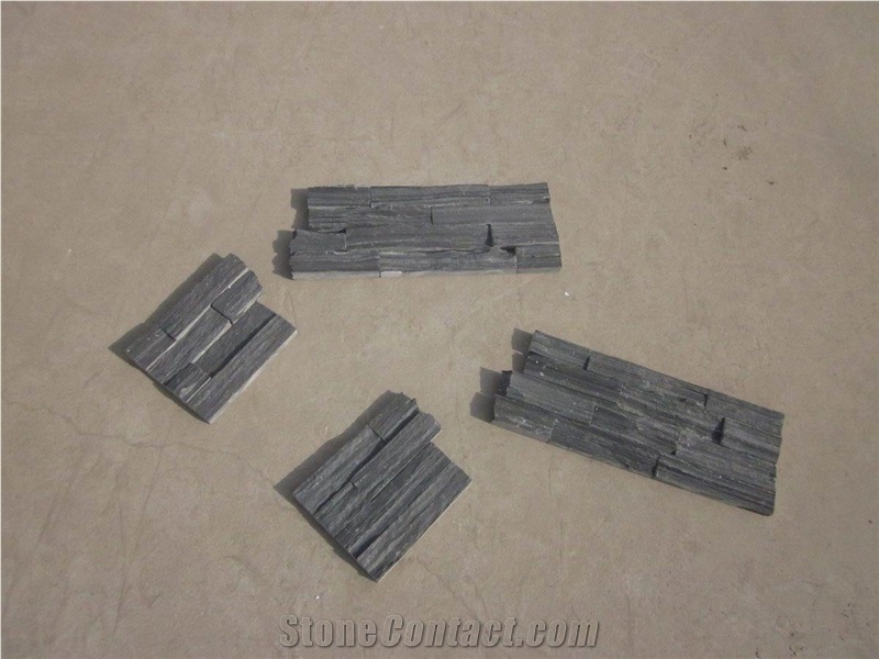 Black Cultured Stone, Dfx - W018 Balck Slate Culture Stone, Ledge Stone Corner Stone