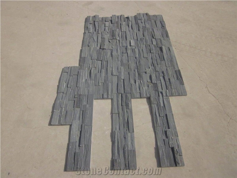 Black Cultured Stone, Dfx - W018 Balck Slate Culture Stone, Ledge Stone Corner Stone