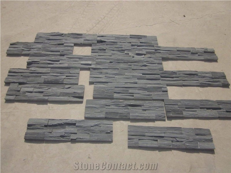 Black Cultured Stone, Dfx - W018 Balck Slate Culture Stone, Ledge Stone Corner Stone