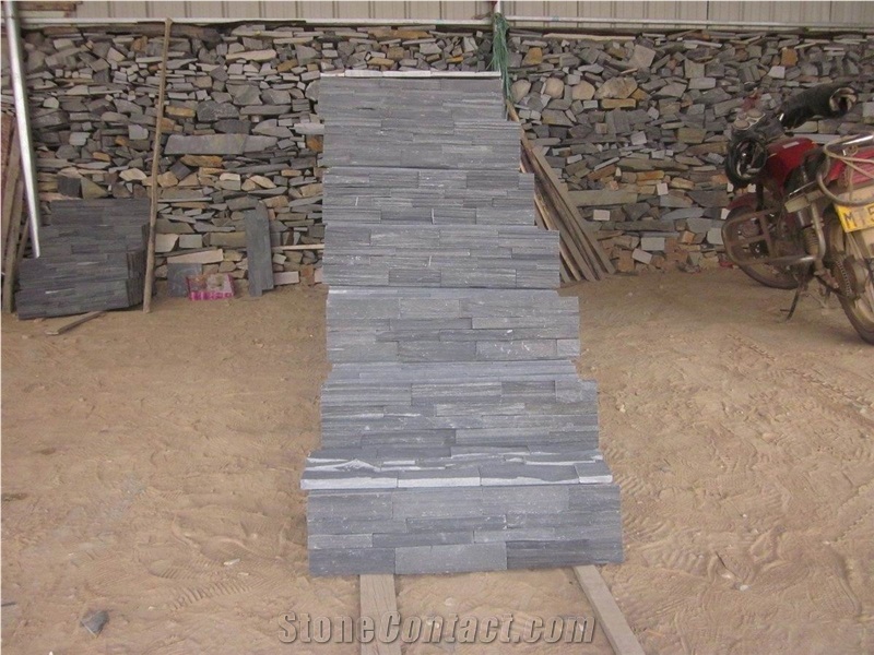 Black Cultured Stone, Dfx - W018 Balck Slate Culture Stone, Ledge Stone Corner Stone