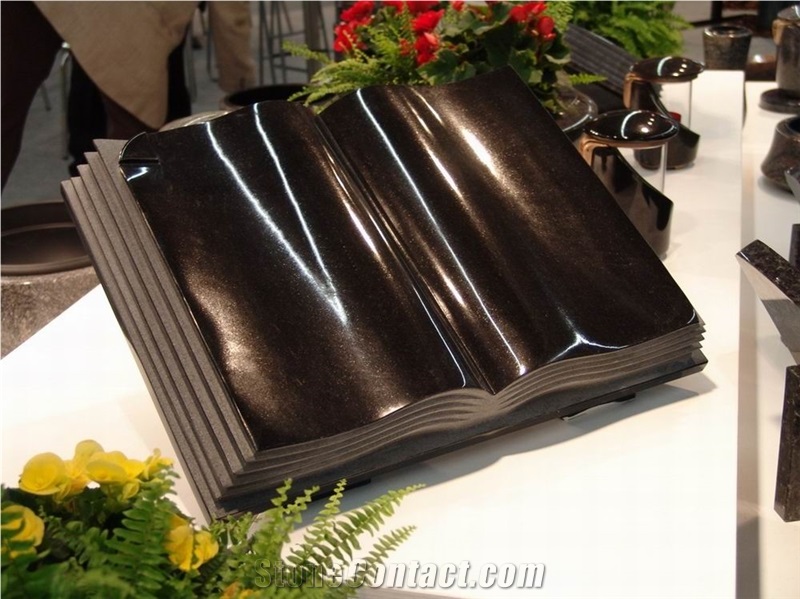 Book Shape Grave Monument & Tombstone China Black Granite Slant Grave