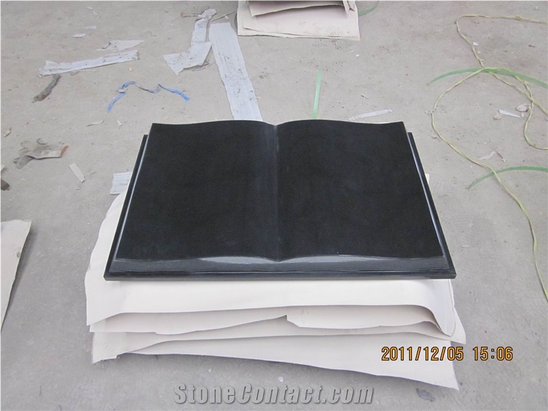 Book Shape Grave Monument & Tombstone China Black Granite Slant Grave