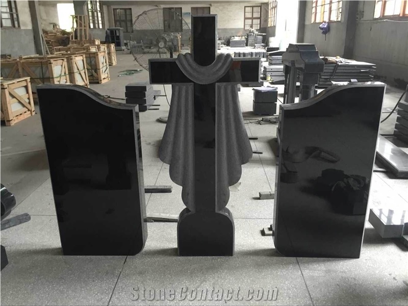 G654 Padang Dark Granite Cross Monument & Tombstone
