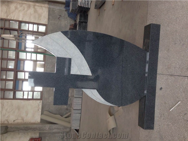 G654 Padang Dark Granite Cross Monument & Tombstone