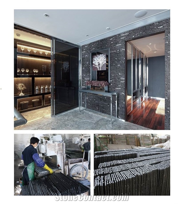 Snow Grey Cultured Stone, Dfx - X1018 Black Snow Grey Granite Culture Stone, Ledge