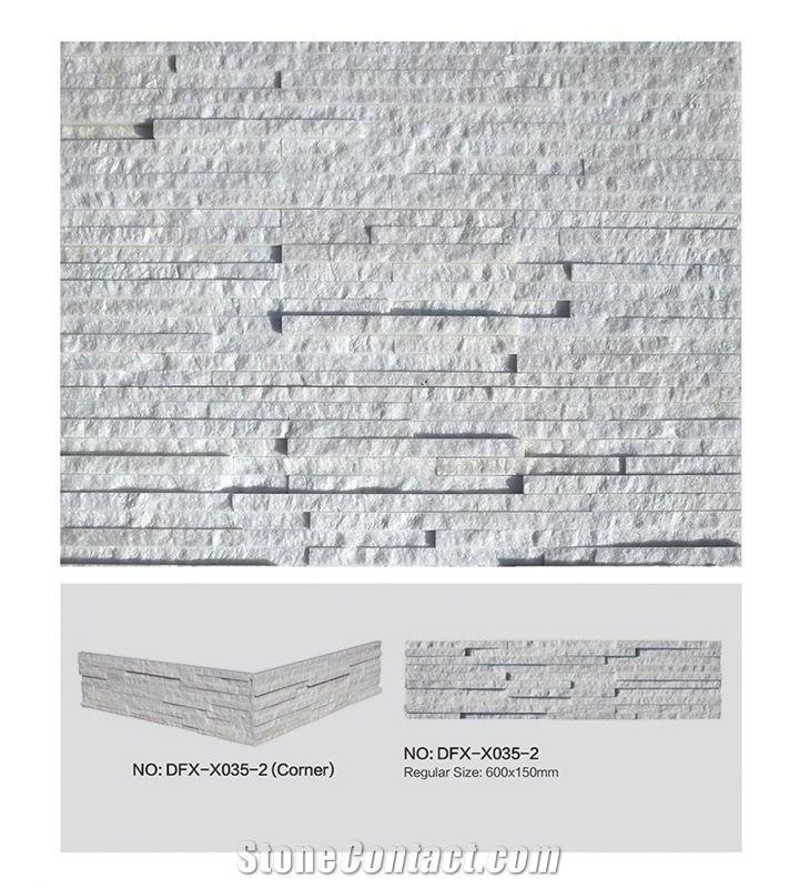 Thin White Cultured Stone, Dfx - X035-2 White Quartzite Culture Stone, Ledge