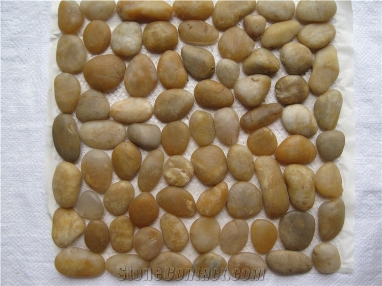 Pebble Tile Mosaic Pebble Stone with Mesh