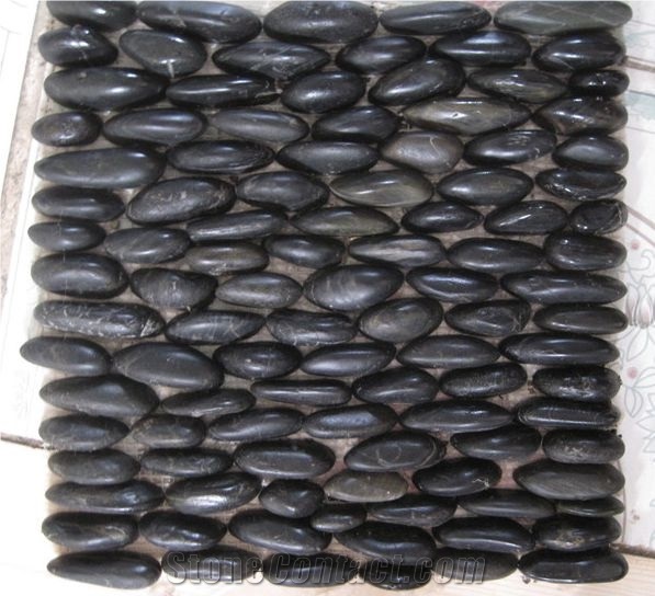 White Standing Pebble Tiles,Polished Mesh Pebble,River Stone Pebble Mosaic