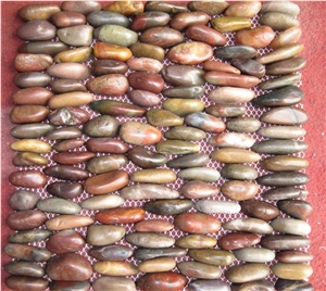 White Standing Pebble Tiles,Polished Mesh Pebble,River Stone Pebble Mosaic