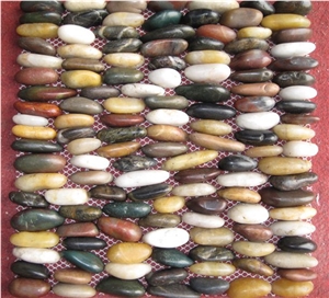 White Standing Pebble Tiles,Polished Mesh Pebble,River Stone Pebble Mosaic