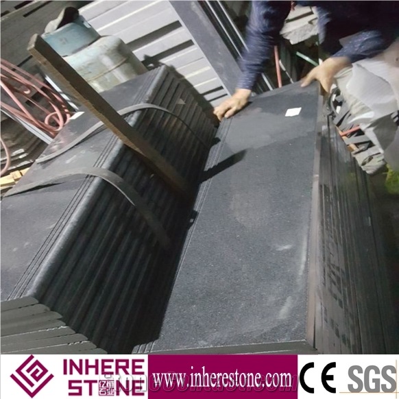 G654 Dark Grey Granite Step, Bullnose Polished Stair, Anti-Slip Step