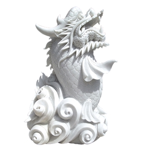 Ariston Marble Carp Stone Statue, White Marble Artifacts