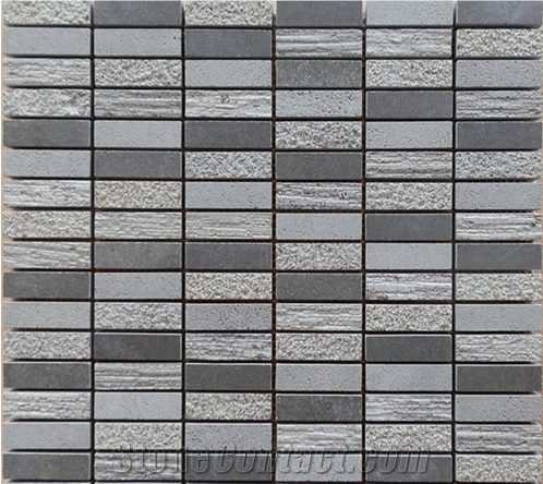 Hainan Grey Basalt Mosaics / Basalt Mosaic / Basaltina Mosaic / Inca Grey Mosaic / Basalto Mosaic for Walling