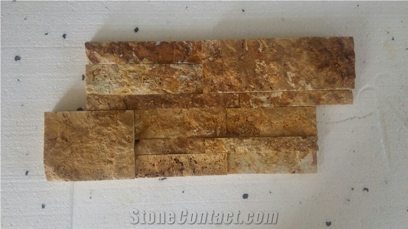 yellow travertine Split Face Stone Wall Decor,  wall cladding, ledge stone 