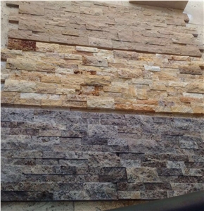 yellow travertine Split Face Stone Wall Decor,  wall cladding, ledge stone 