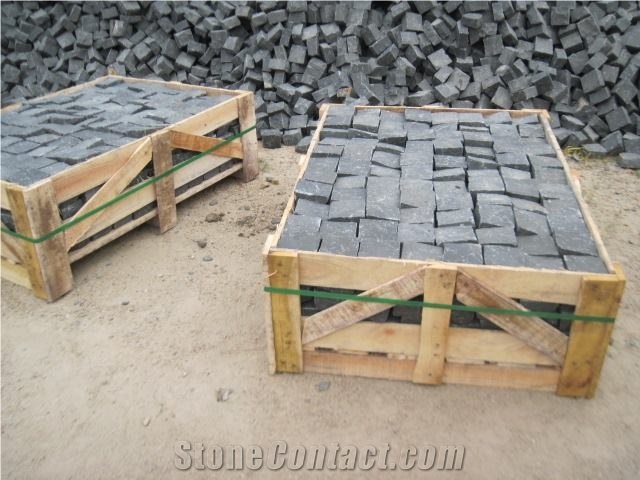 Black Basalt Cobbles, Cube Stone & Pavers