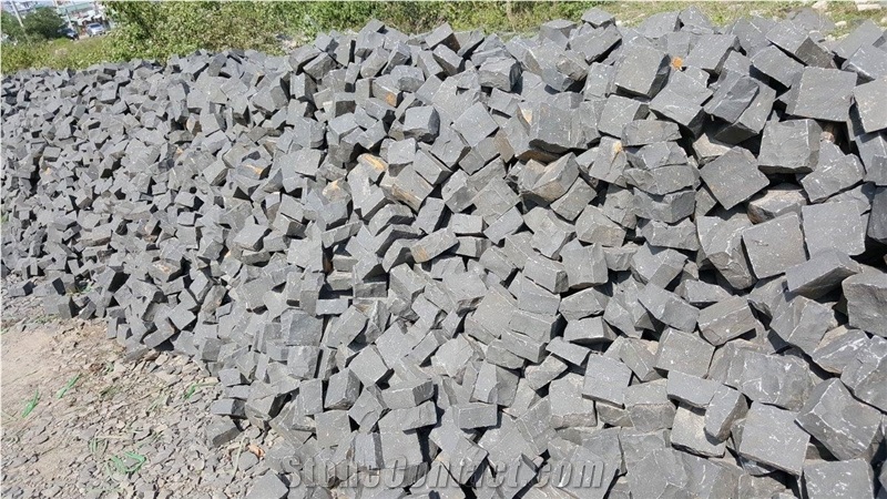 Black Basalt Cobbles, Cube Stone & Pavers