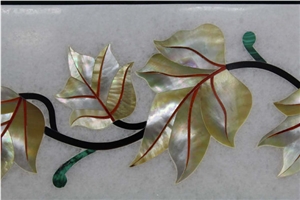 Marble Mother Of Pearl and Semi Precious Stones Border Inlay