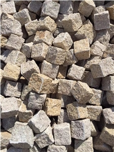 G682 China Rusty Yellow Natural Split Cubes, Cobble Stone, Paving Stone for Path, Driveway