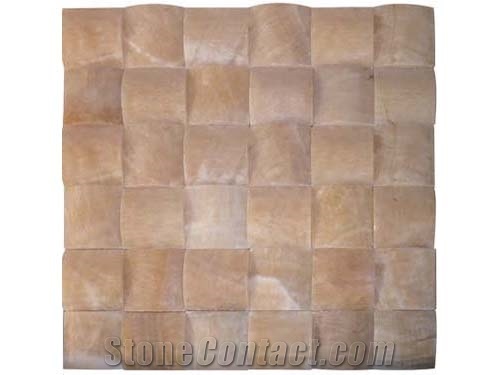 Beige Onyx Pebble Mosaic Polished for Flooring, China Honey Beige Onyx Pebble Mosaic