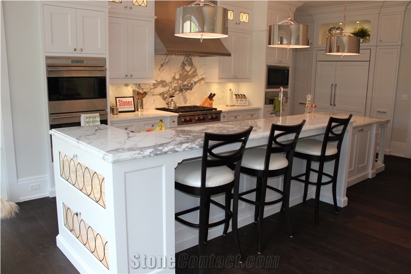 Calacatta Carrara White Marble Counter Top/Kitchen Tops/Natural Marble Kitchen Bench Countertop-Customized