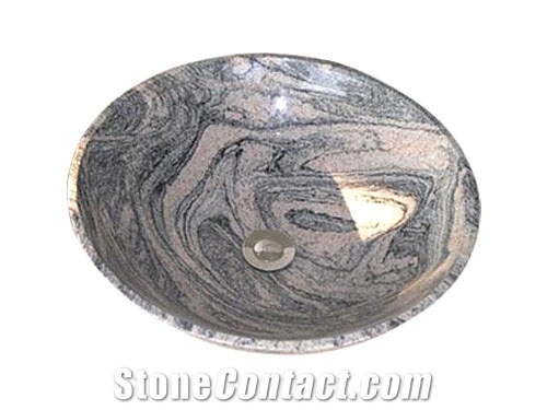 China Juparana Granite Round Wash Sinks / Basins for Bathroom Decos
