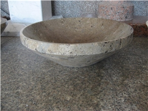 China Multicolor Red Granite Round Sinks/ Wash Basin for Bathroom