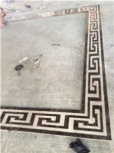 Crema Marfil Marble Mixed Black Marble Waterjet Medallions Pattern Patio for Flooring / Carpet Medallions