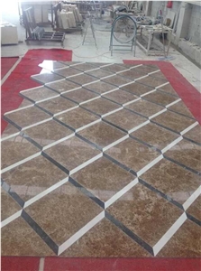 Dark Emperador Marble 3d Waterjet Medallions Pattern for Flooring