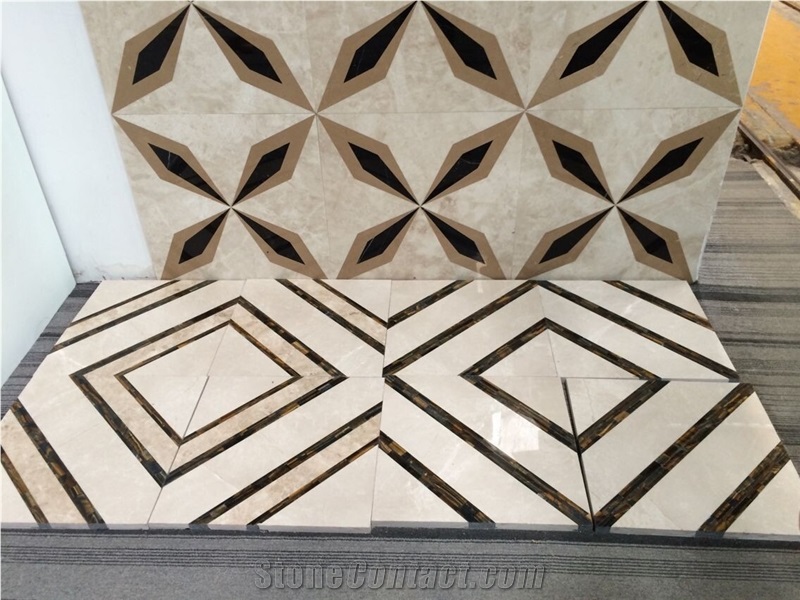 Dark Emperador Marble 3d Waterjet Medallions Pattern for Flooring