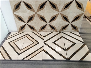 Dark Emperador Marble 3d Waterjet Medallions Pattern for Flooring