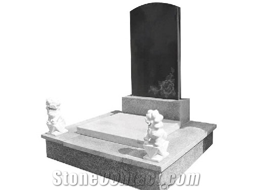 G603 Grey Granite Tombstone /Bianco Sardo Granite Asian Style Mounment Design