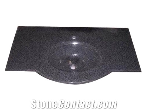 G654 Grey Granite Bath Tops/ China Impala Black Granite Vanity Top with Basins / Round Wash Basin