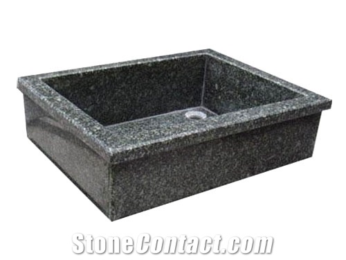 G654 Grey Granite Bath Tops/ China Impala Black Granite Vanity Top with Basins / Round Wash Basin