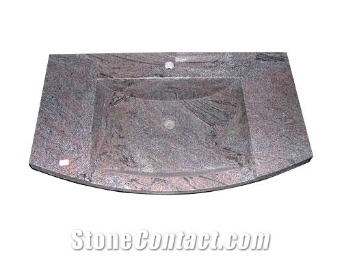 G654 Grey Granite Bath Tops/ China Impala Black Granite Vanity Top with Basins / Round Wash Basin