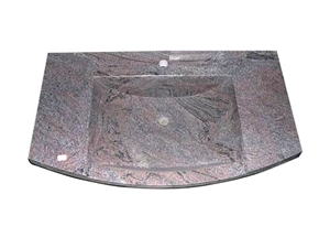 G654 Grey Granite Bath Tops/ China Impala Black Granite Vanity Top with Basins / Round Wash Basin
