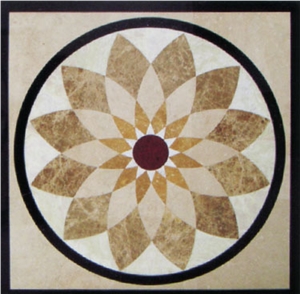 Light Emperador Marble & Cream Marfil Marble Waterjet Medallions/ Floor Medallions Pattern