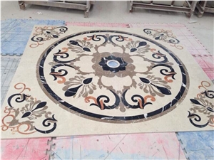 Nero Marquina Marble Mixed Crema Marfil Marble Waterjet Medallions Pattern for Floor Covering