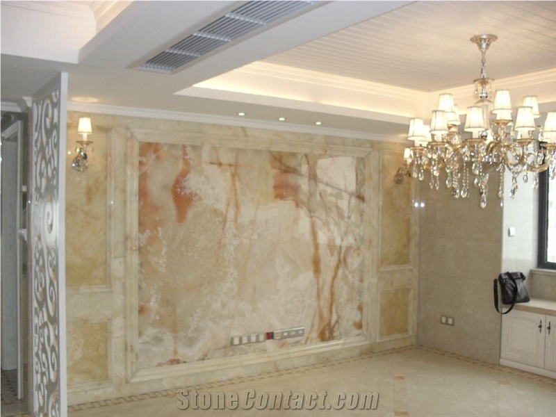 Onice Miele Onyx Tiles Polished for Wall Covering /Living Room Wall Tv Background