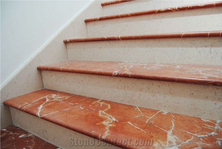 Rosso Alicante Marble Stairs Treads,Red Marble Steps/ Rojo Alicante Classical Marble Steps,Risers for Home Decoration