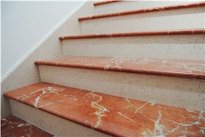 Rosso Alicante Marble Stairs Treads,Red Marble Steps/ Rojo Alicante Classical Marble Steps,Risers for Home Decoration