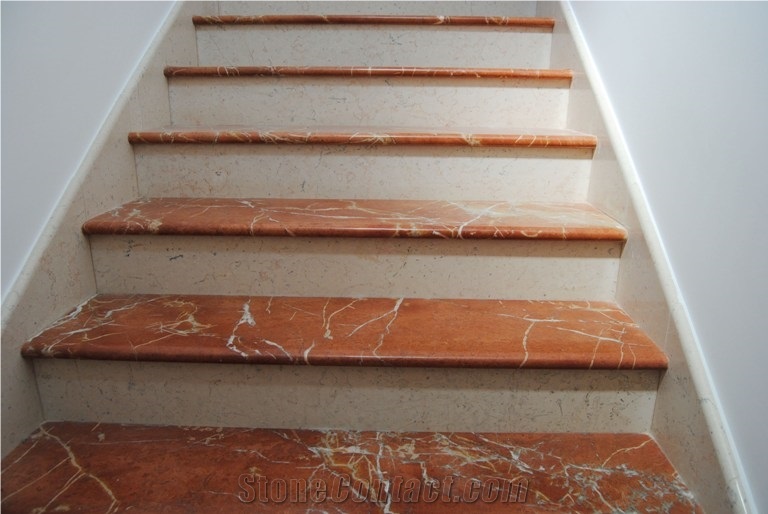 Rosso Alicante Marble Stairs Treads,Red Marble Steps/ Rojo Alicante Classical Marble Steps,Risers for Home Decoration