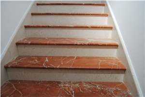 Rosso Alicante Marble Stairs Treads,Red Marble Steps/ Rojo Alicante Classical Marble Steps,Risers for Home Decoration