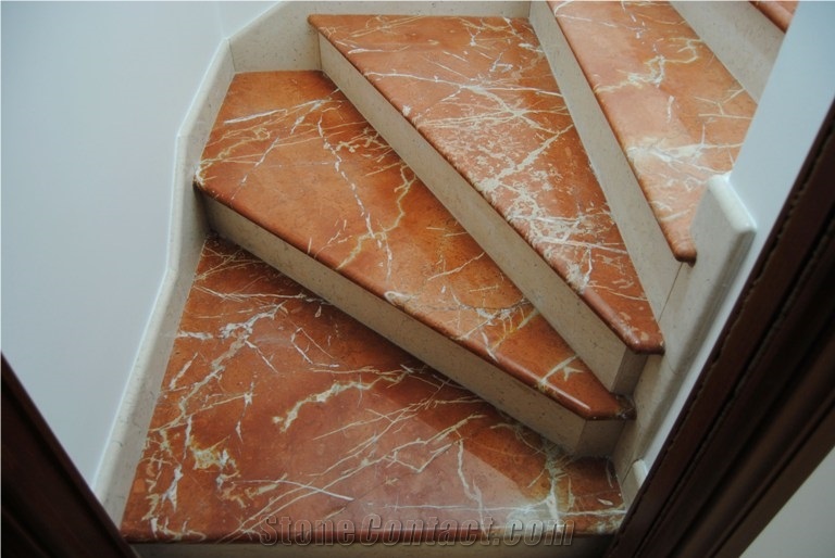 Rosso Alicante Marble Stairs Treads,Red Marble Steps/ Rojo Alicante Classical Marble Steps,Risers for Home Decoration