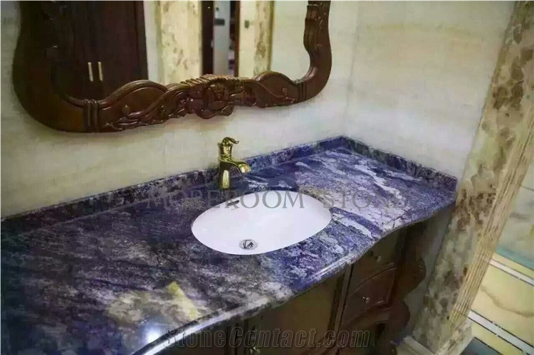 Blue Marble Bathroom Countertop Bling Blue Marble Blue Marble Slab Vanitytop Yunfu Factory Marble Price
