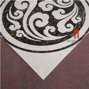 Burdur Beige Botanica Marble Water-Jet Floor Medallion