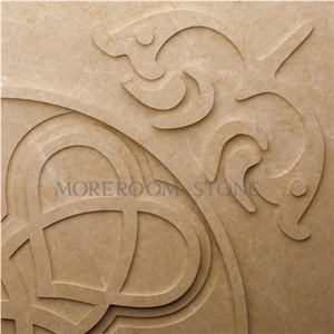 Ceramic Stone Wall Panel Carving Panel 3d Marble Background Decors Beige Marble Marbe Carving for Wall