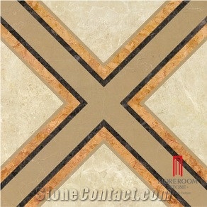 Cross Marble Tile Beige Color Ceramic Lobby Decoration