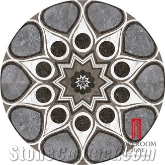 Customized Ceramic Tile, Water Jet Porcelain Marble Tile, Round Design Ceramic Tile for Hall,Decorative Porcelain Tile Made in Foshan